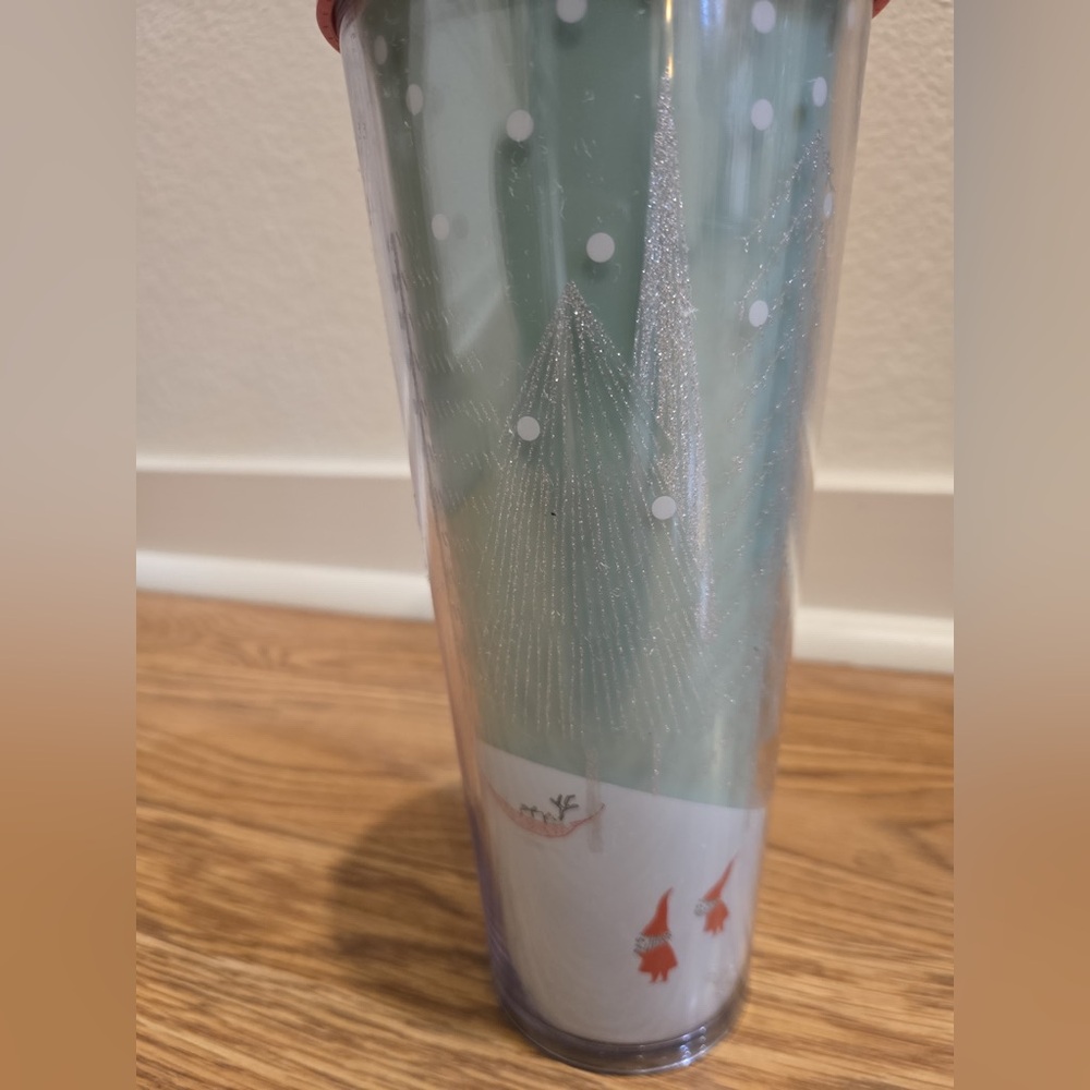 2018 Starbucks Green and Silver Holiday Tumbler with Straw -